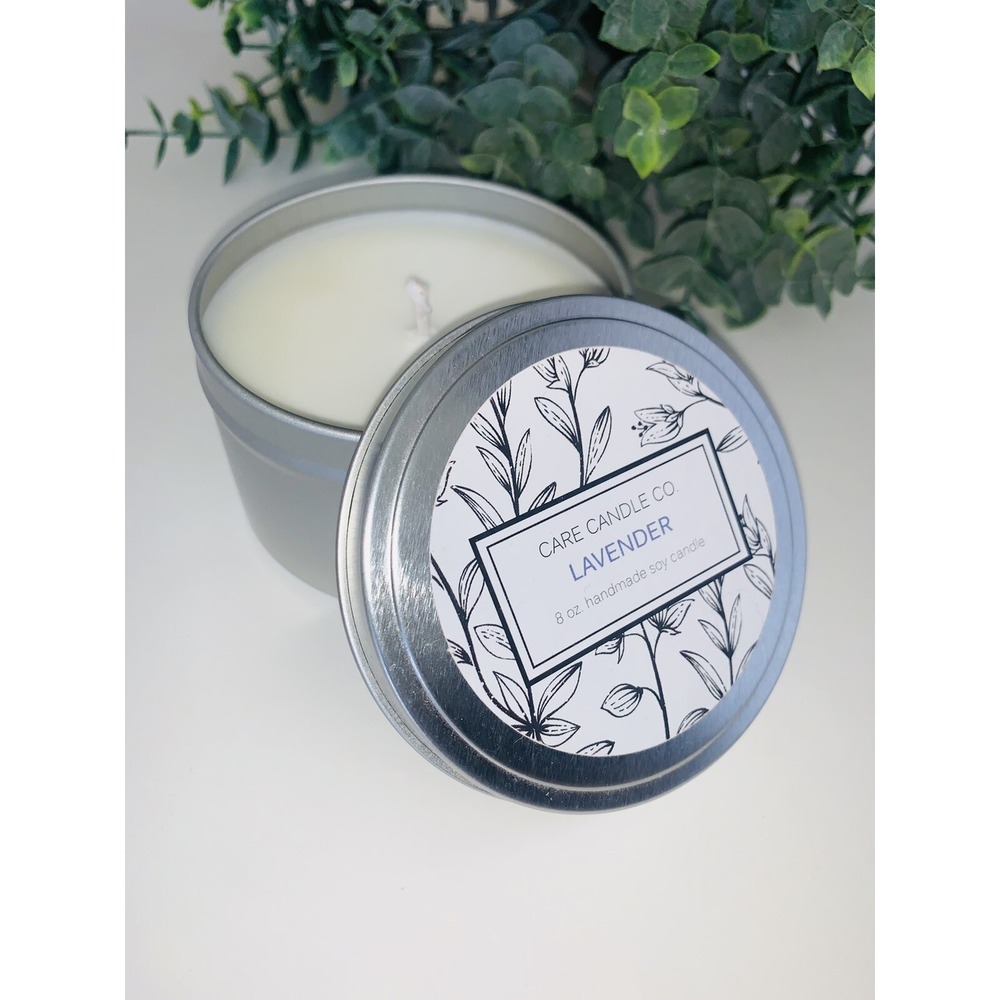 Handmade Soy Candle Lavender Scent 8 oz. by Care Candle Co. Relax Spa Travel NEW